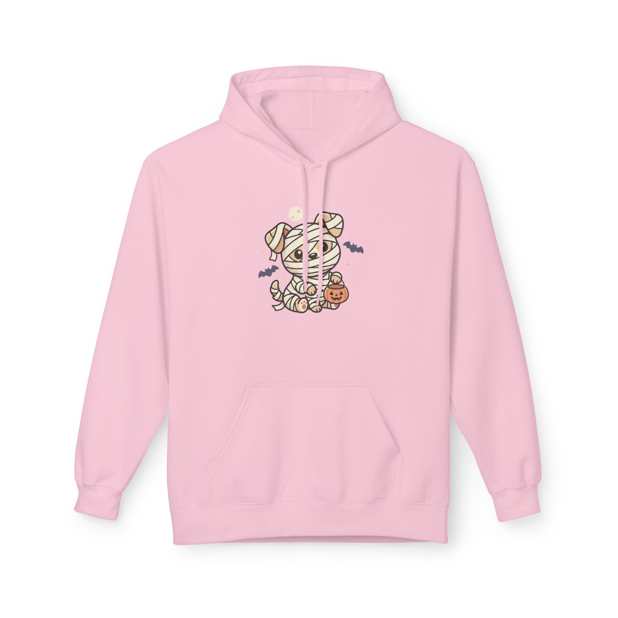Mummy Dog Halloween Hoodie - Cute Wrapped Puppy with Pumpkin & Bats