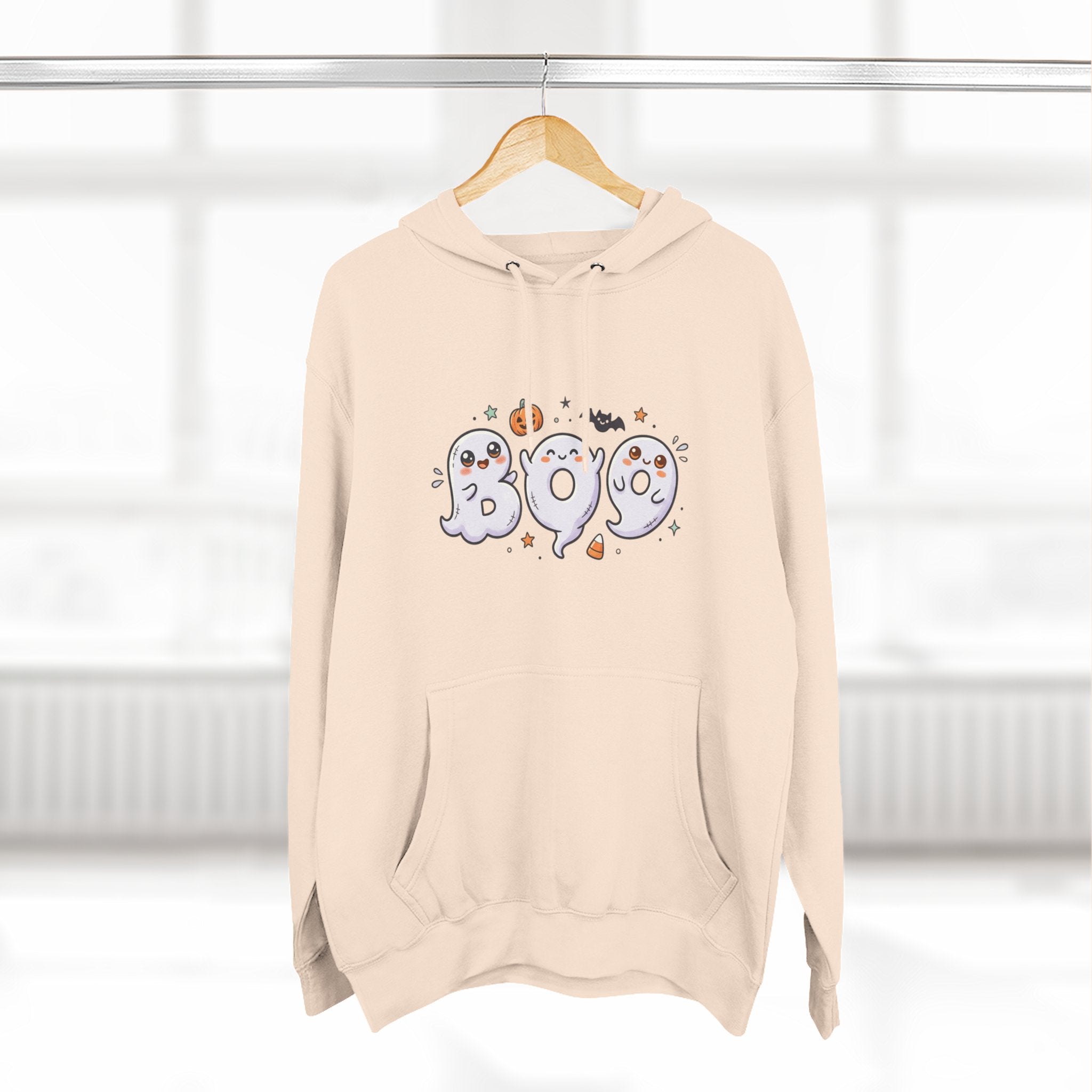 Boo Ghosts Halloween Hoodie — Cute Cartoon Ghosts & Pumpkins Fleece Hoodie