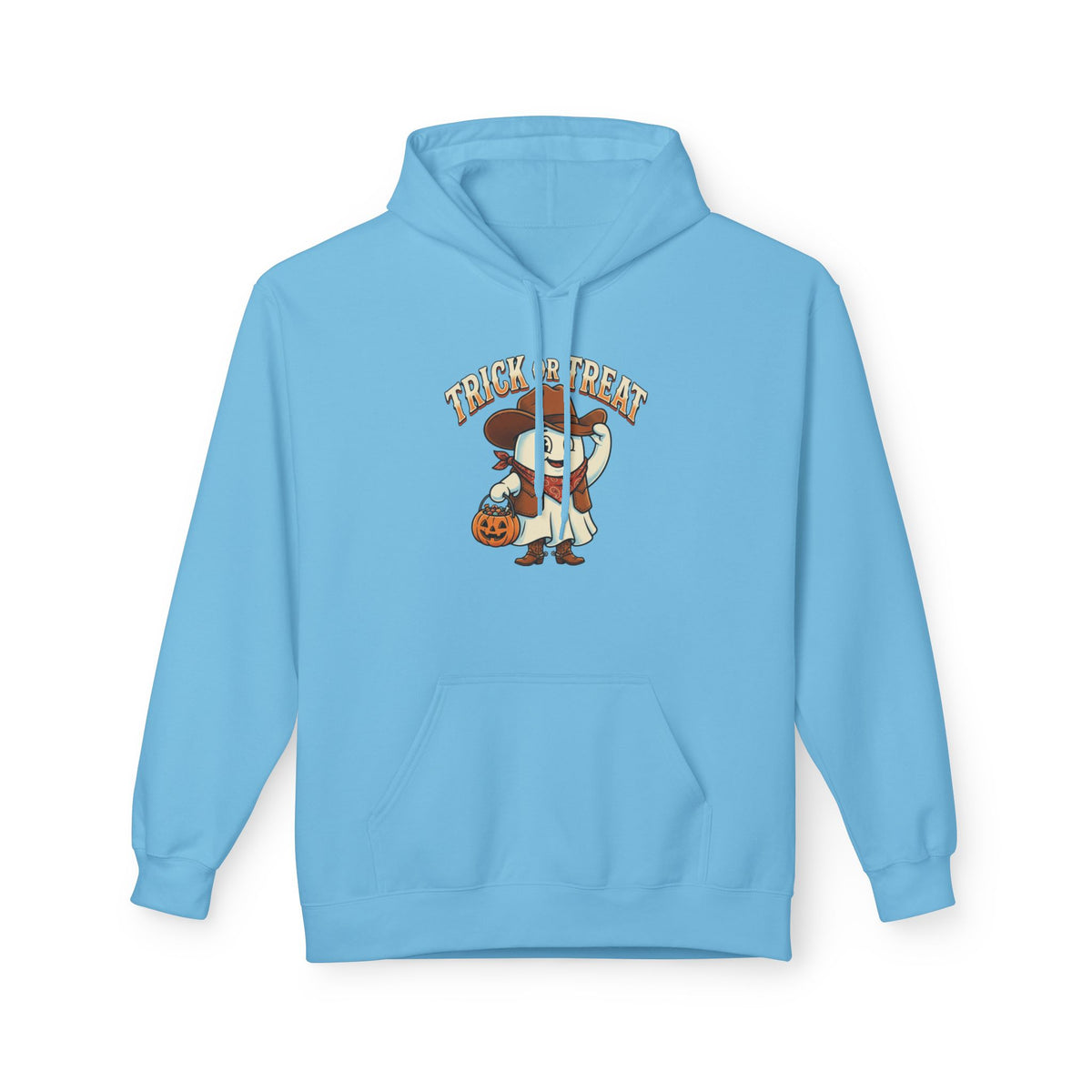 Halloween Trick or Treat Hoodie — Cute Ghost Cowboy Pumpkin Design