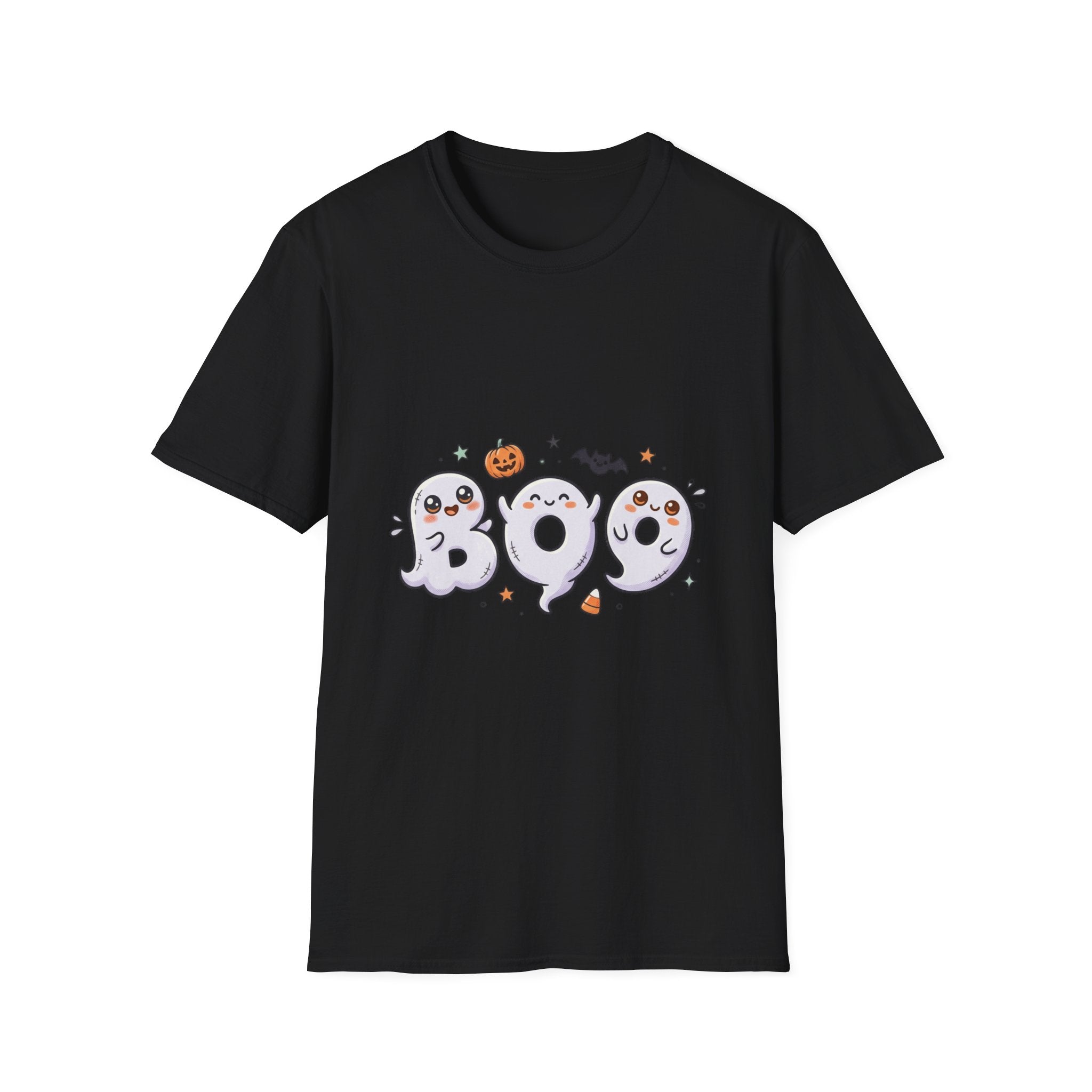 Halloween Ghosts "BOO" T-Shirt — Cute Spooky Pumpkin & Bat Graphic