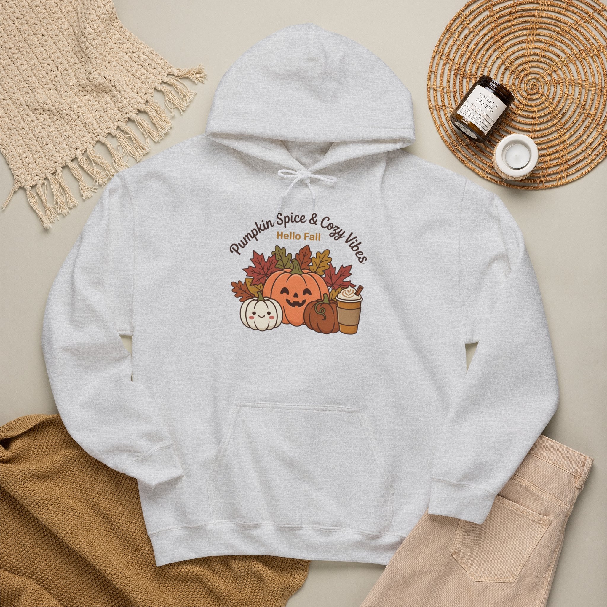 Pumpkin Spice & Cozy Vibes Hoodie | Fall Pumpkin Coffee Sweatshirt
