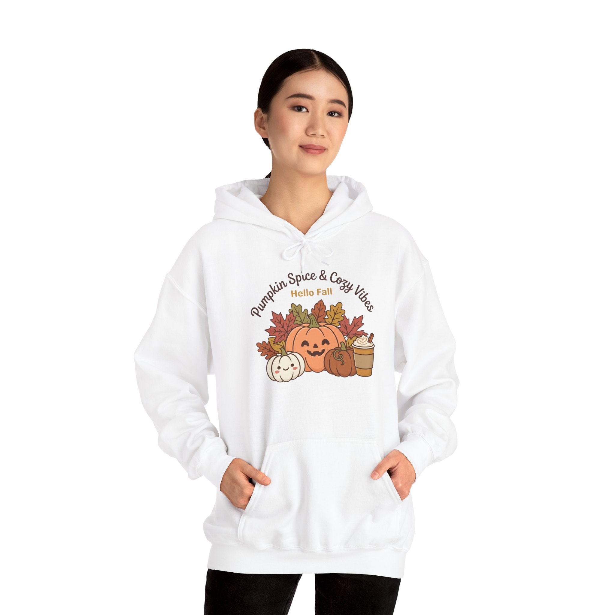 Pumpkin Spice & Cozy Vibes Hoodie | Fall Pumpkin Coffee Sweatshirt