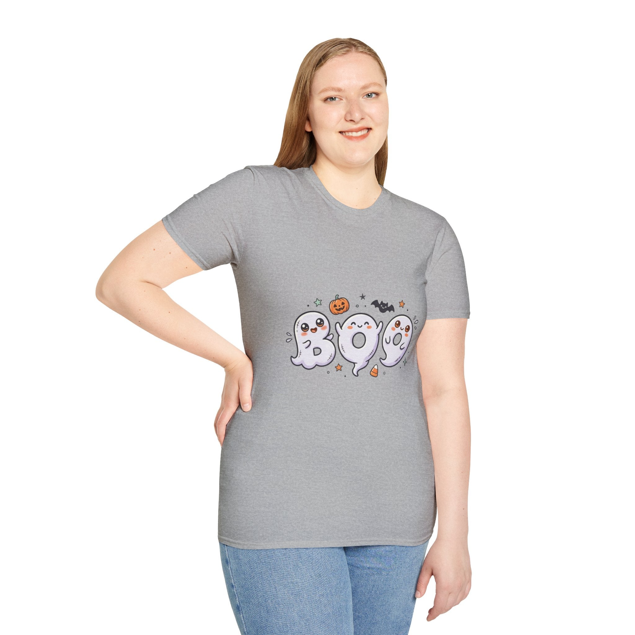 Halloween Ghosts "BOO" T-Shirt — Cute Spooky Pumpkin & Bat Graphic
