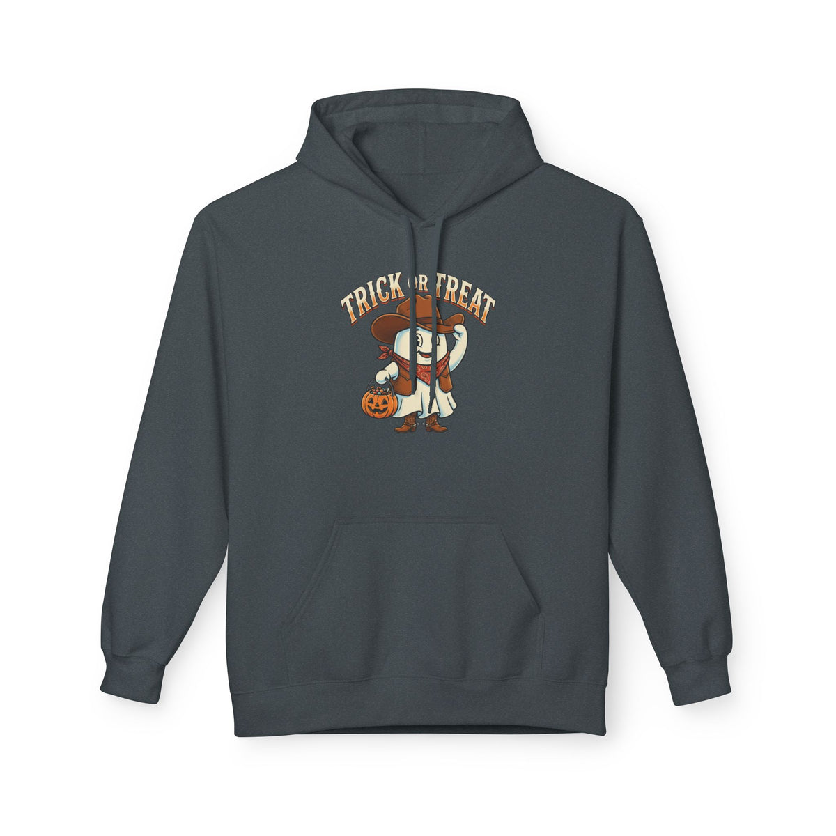 Halloween Trick or Treat Hoodie — Cute Ghost Cowboy Pumpkin Design