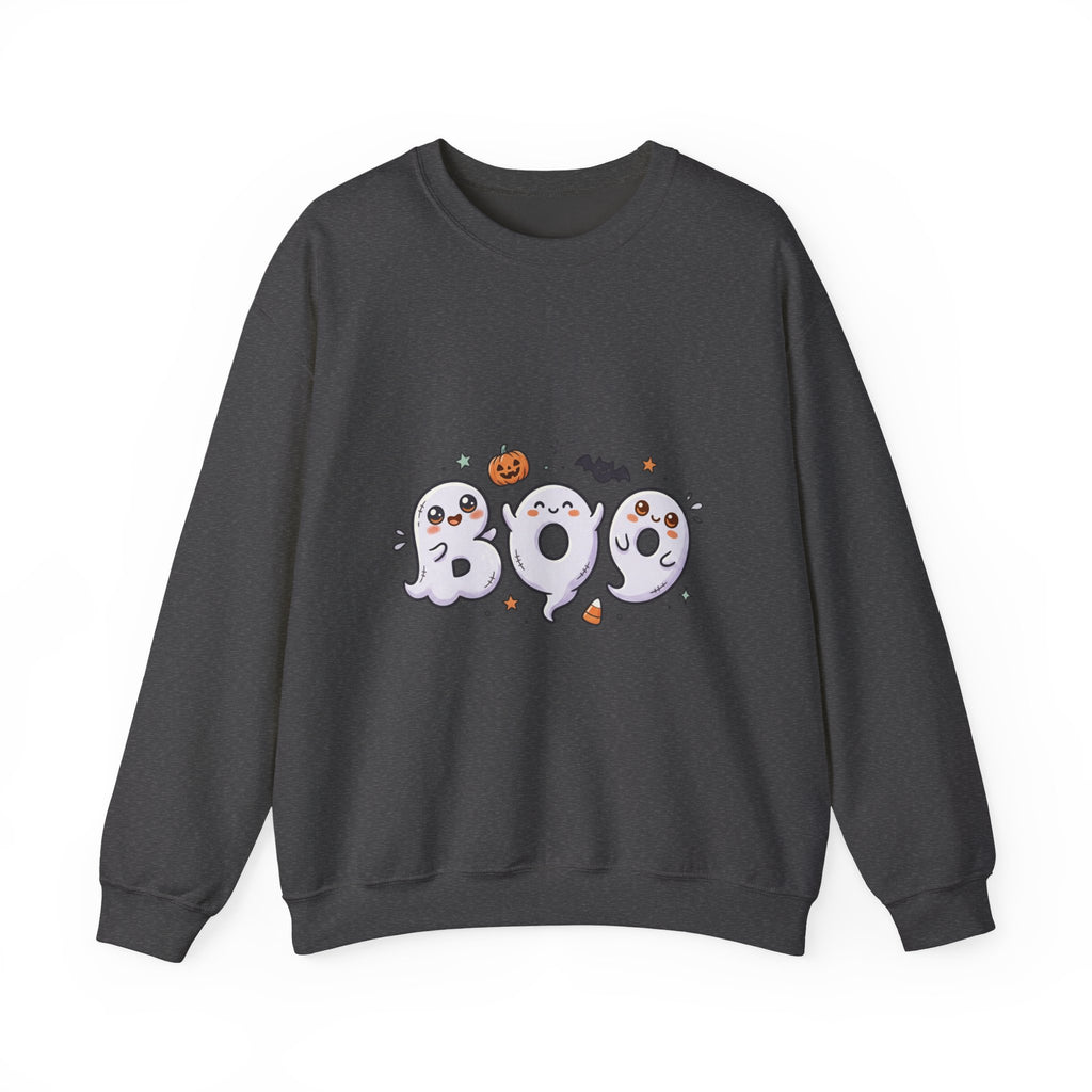 Cute 'BOO' Ghost Halloween Sweatshirt — Cute Spooky Crewneck for Fall