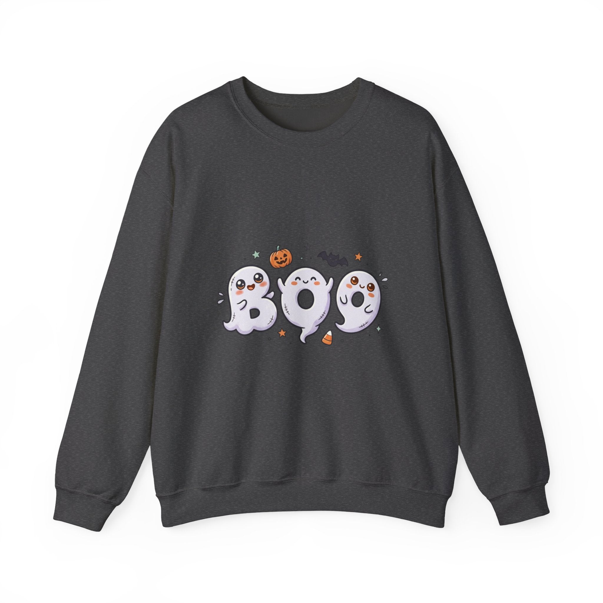 Cute 'BOO' Ghost Halloween Sweatshirt — Cute Spooky Crewneck for Fall