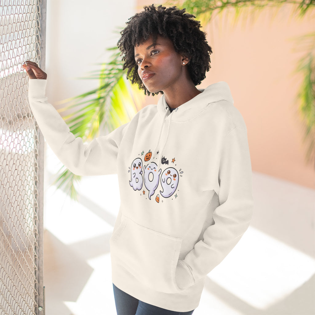 Boo Ghosts Halloween Hoodie — Cute Cartoon Ghosts & Pumpkins Fleece Hoodie
