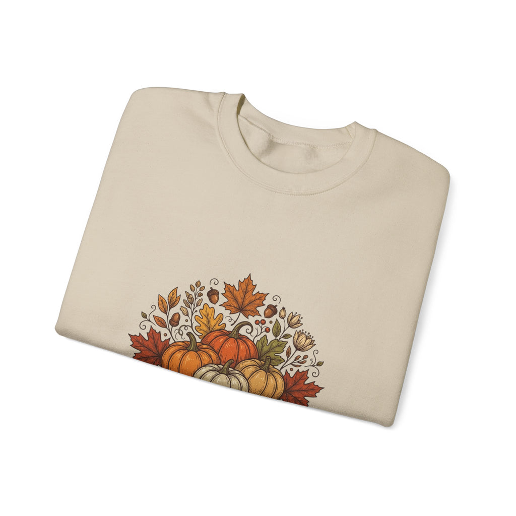 Fall Is Here Sweatshirt — Autumn Pumpkin Leaves Crewneck
