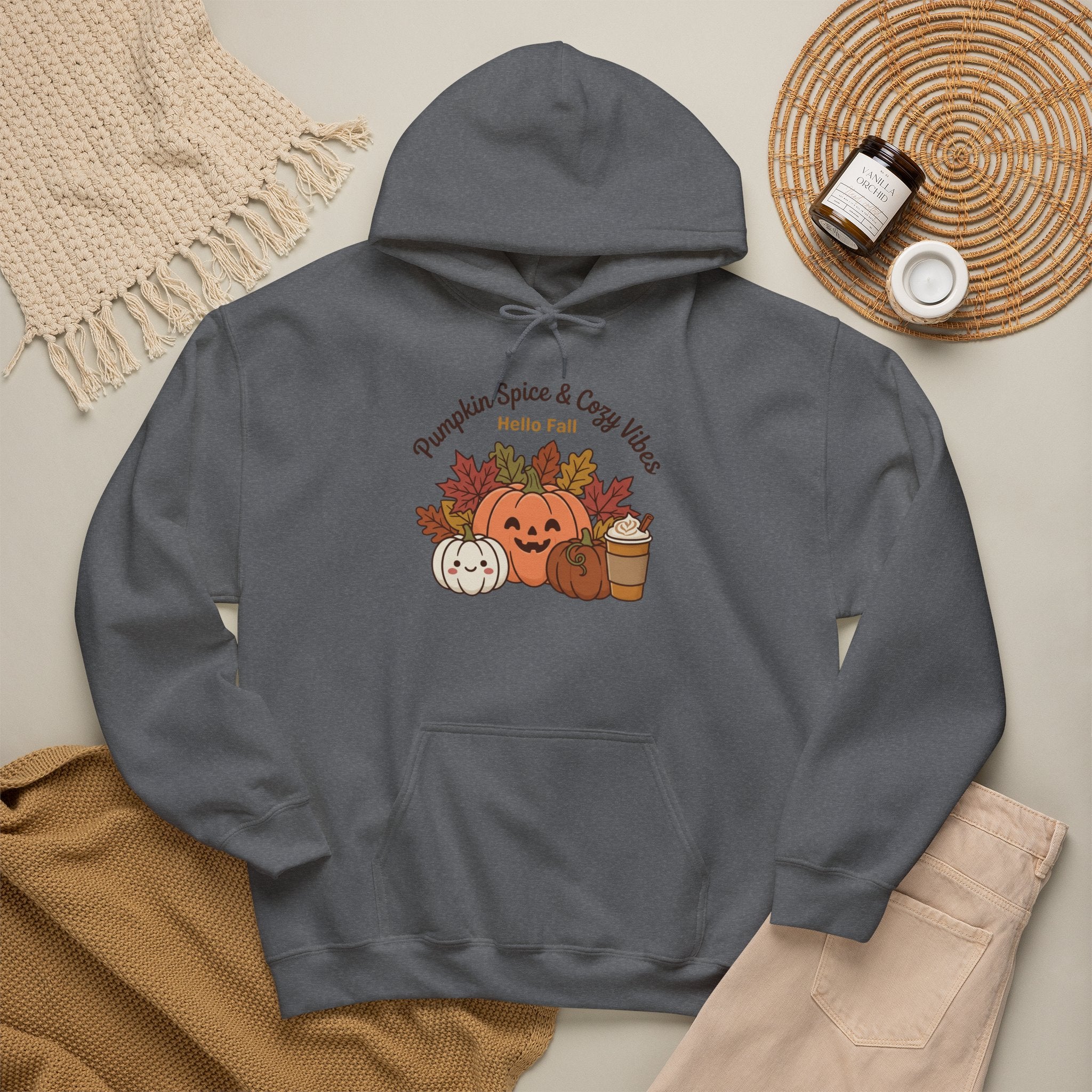 Pumpkin Spice & Cozy Vibes Hoodie | Fall Pumpkin Coffee Sweatshirt