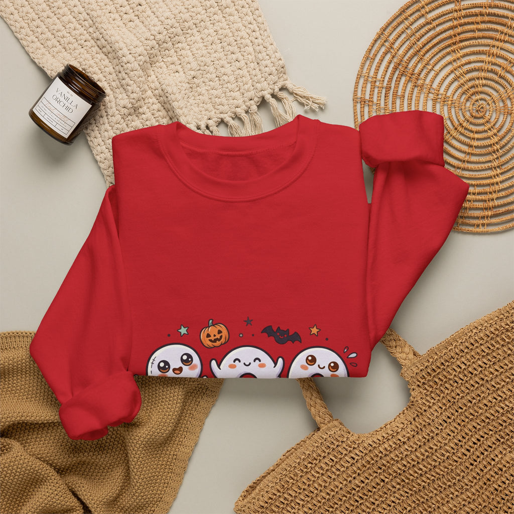 Cute 'BOO' Ghost Halloween Sweatshirt — Cute Spooky Crewneck for Fall