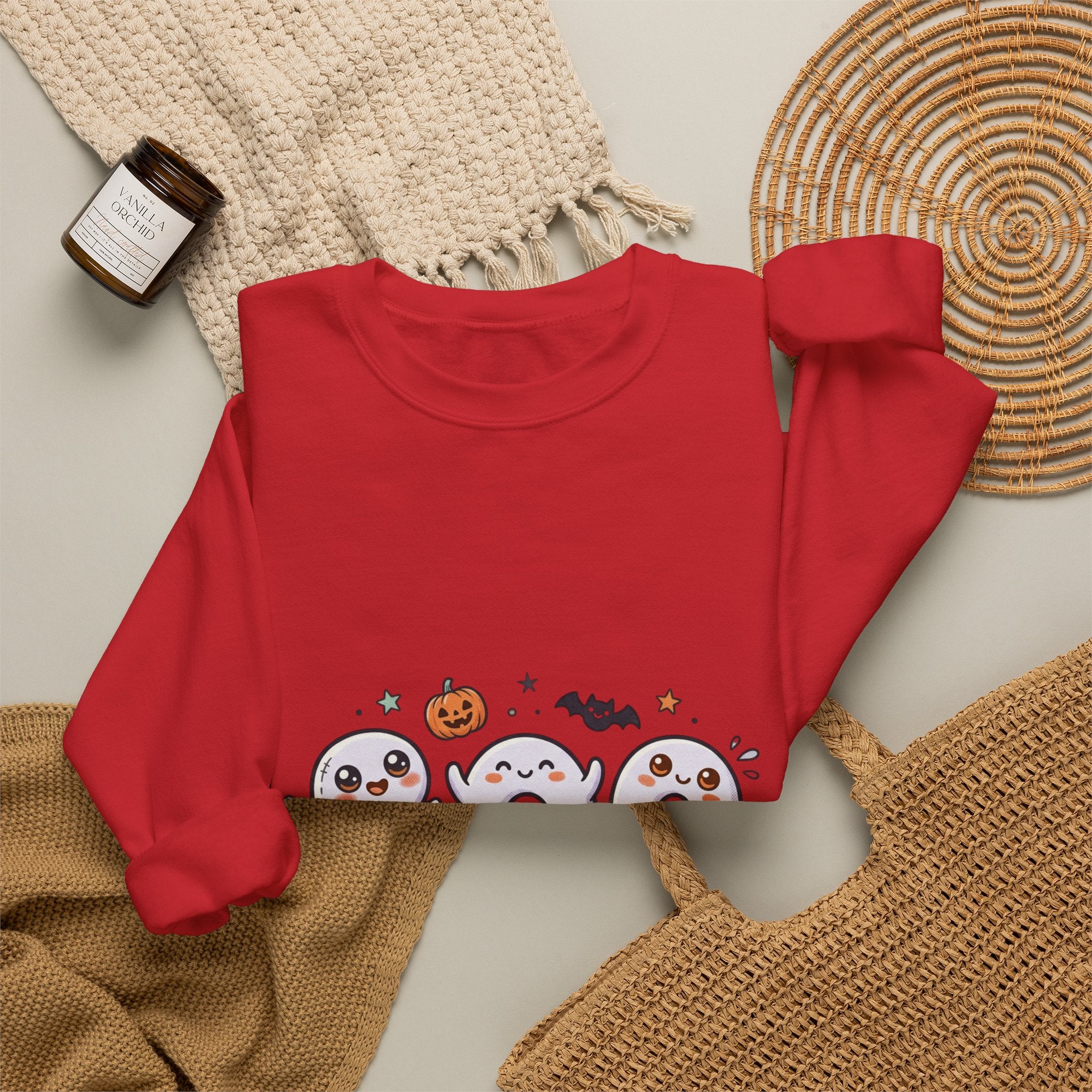 Cute 'BOO' Ghost Halloween Sweatshirt — Cute Spooky Crewneck for Fall