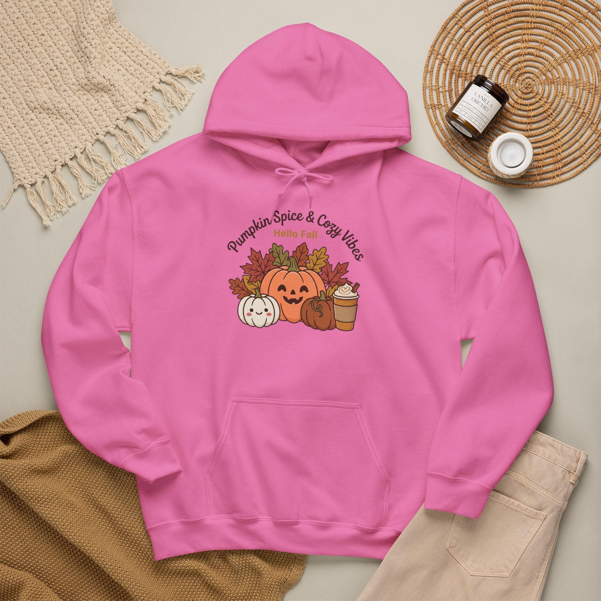 Pumpkin Spice & Cozy Vibes Hoodie | Fall Pumpkin Coffee Sweatshirt