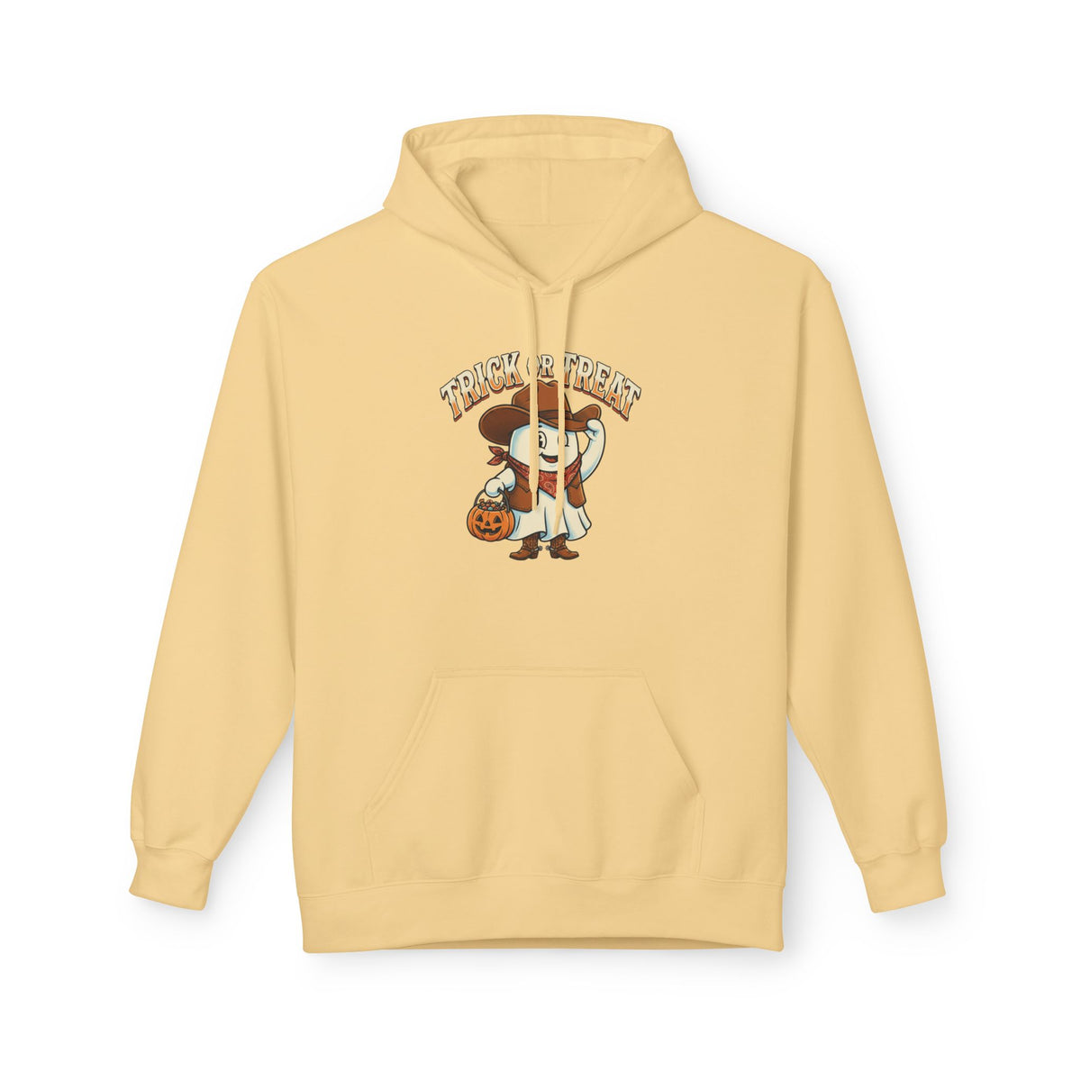 Halloween Trick or Treat Hoodie — Cute Ghost Cowboy Pumpkin Design