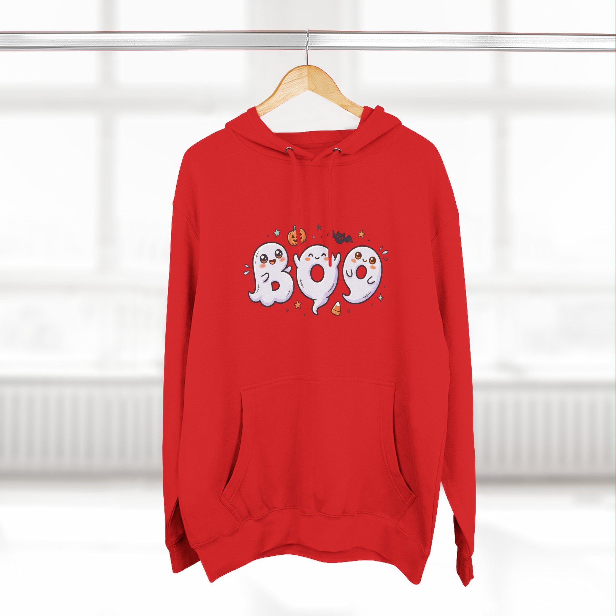 Boo Ghosts Halloween Hoodie — Cute Cartoon Ghosts & Pumpkins Fleece Hoodie