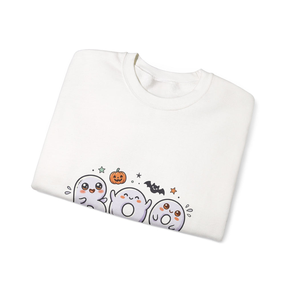 Cute 'BOO' Ghost Halloween Sweatshirt — Cute Spooky Crewneck for Fall
