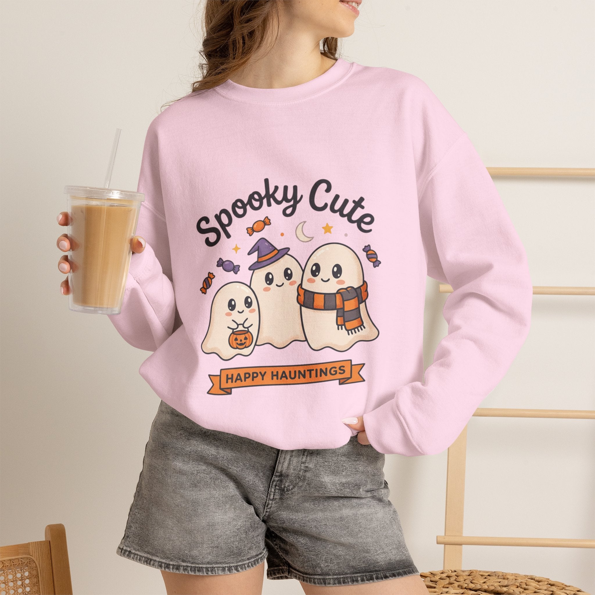 Spooky Cute Ghosts Crewneck Sweatshirt | Happy Hauntings Halloween