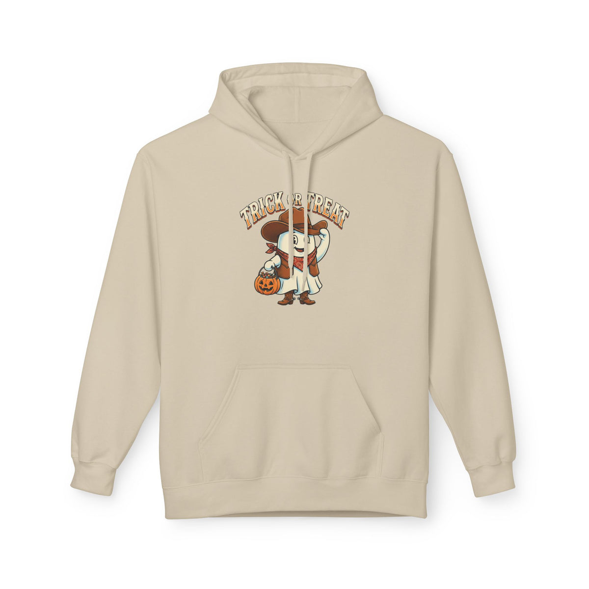 Halloween Trick or Treat Hoodie — Cute Ghost Cowboy Pumpkin Design