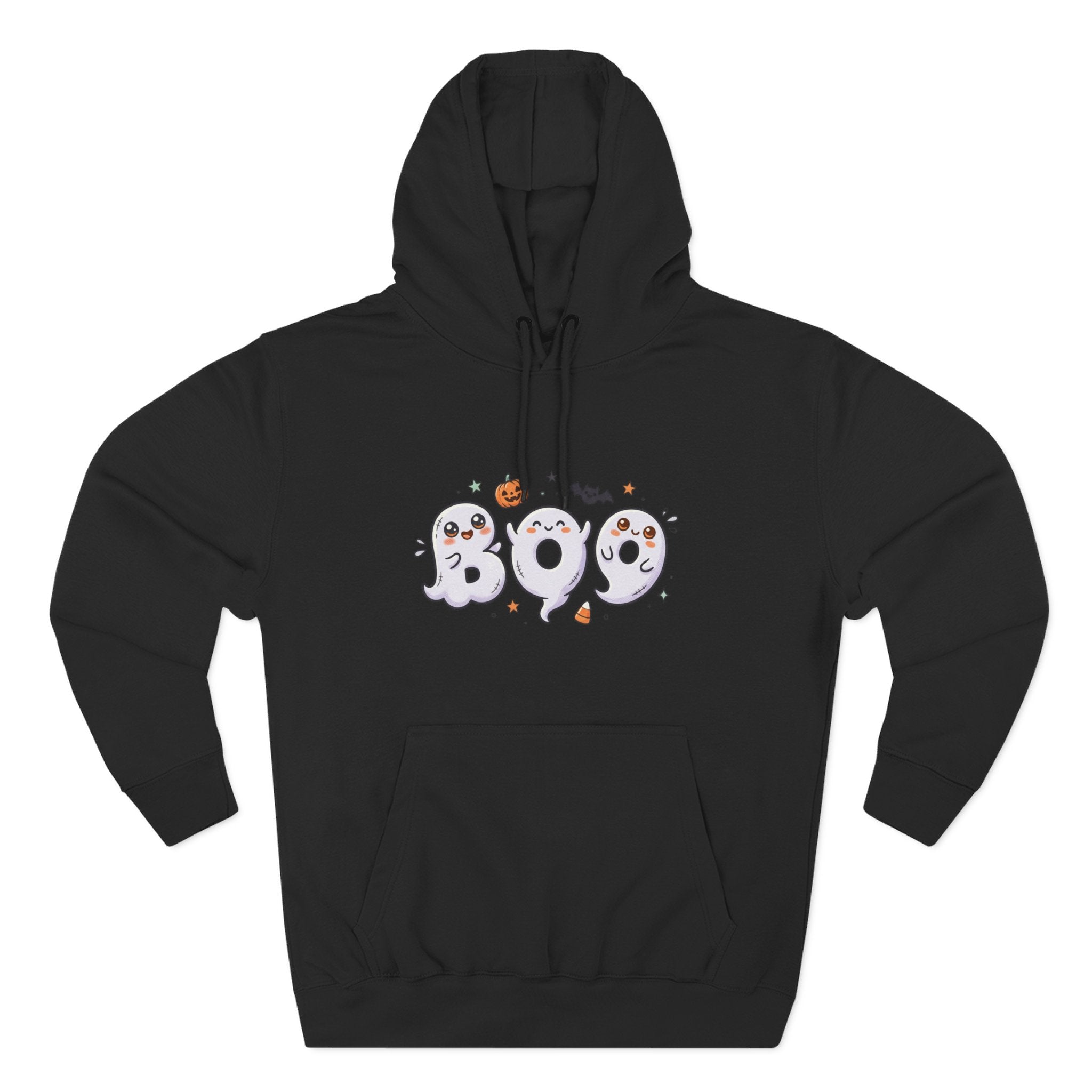 Boo Ghosts Halloween Hoodie — Cute Cartoon Ghosts & Pumpkins Fleece Hoodie