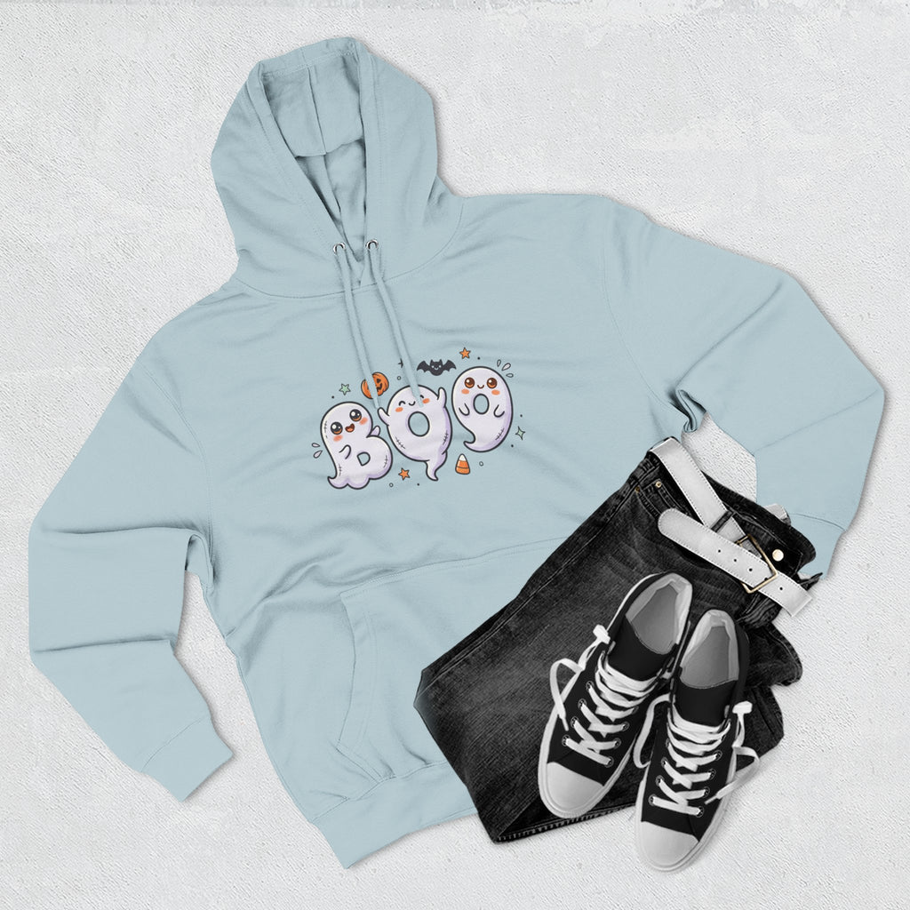 Boo Ghosts Halloween Hoodie — Cute Cartoon Ghosts & Pumpkins Fleece Hoodie
