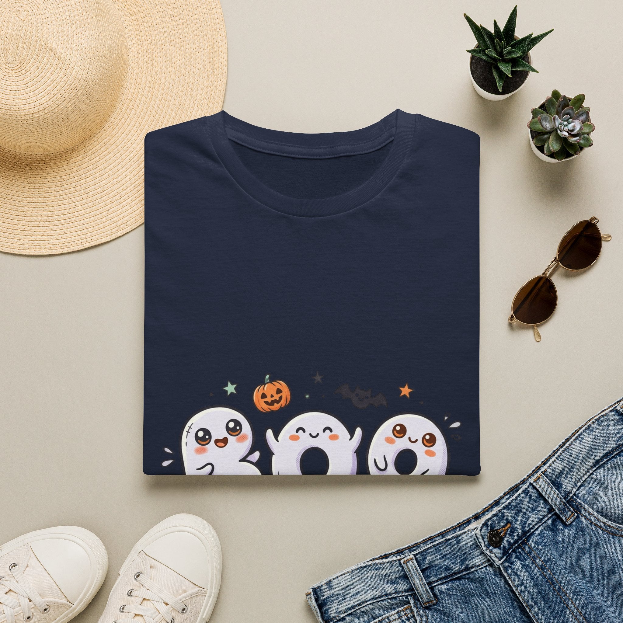 Halloween Ghosts "BOO" T-Shirt — Cute Spooky Pumpkin & Bat Graphic