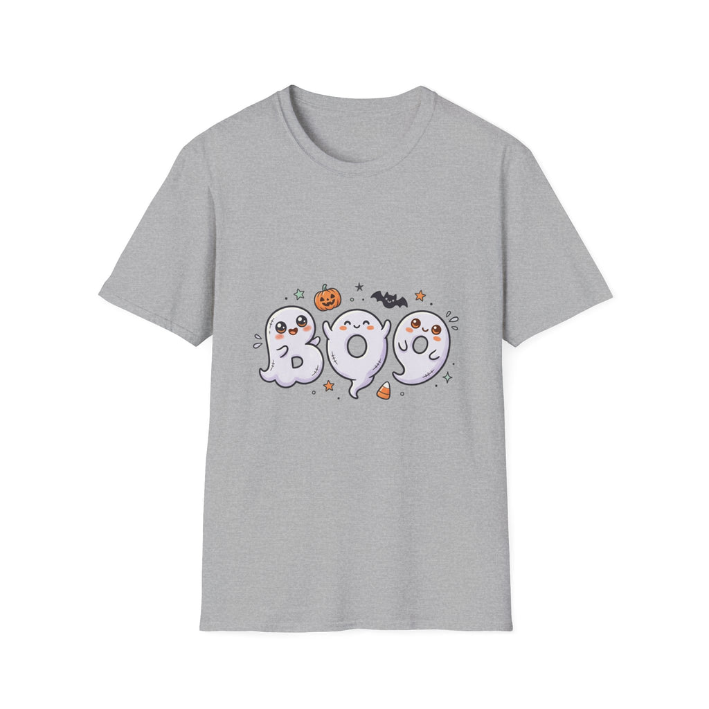 Halloween Ghosts "BOO" T-Shirt — Cute Spooky Pumpkin & Bat Graphic