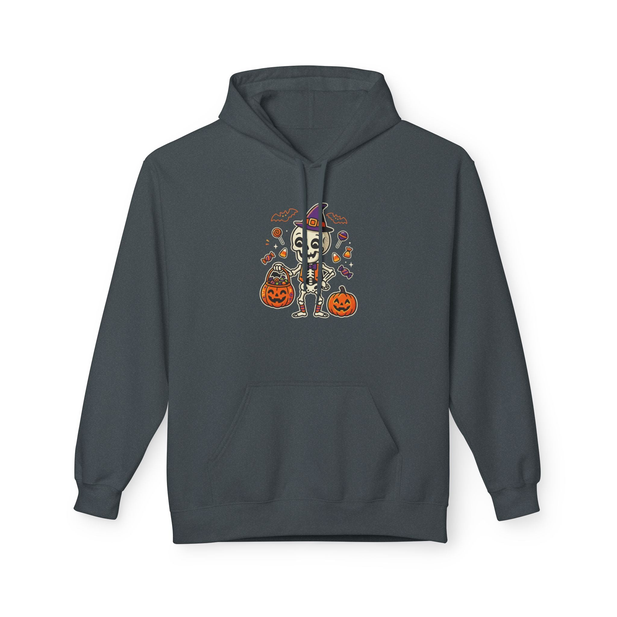 Halloween Skeleton Candy Hoodie – Trick-or-Treat Pumpkin Graphic Hoodie