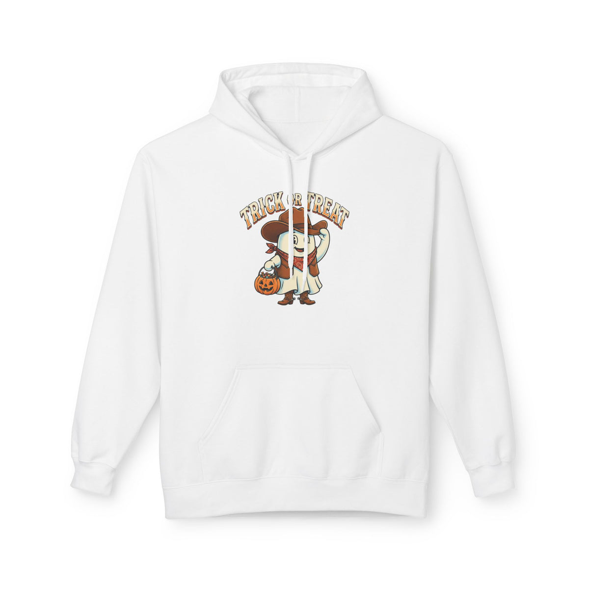 Halloween Trick or Treat Hoodie — Cute Ghost Cowboy Pumpkin Design