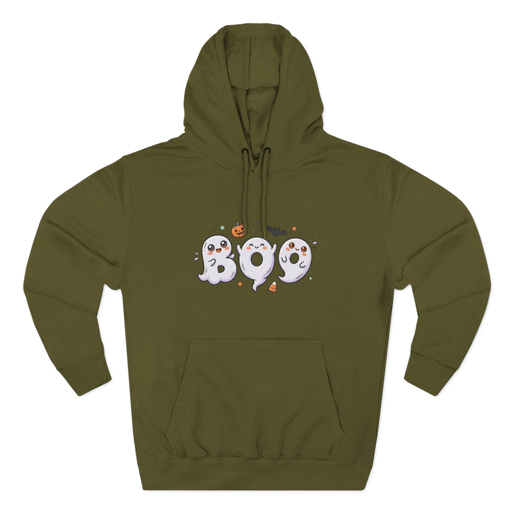 Boo Ghosts Halloween Hoodie — Cute Cartoon Ghosts & Pumpkins Fleece Hoodie