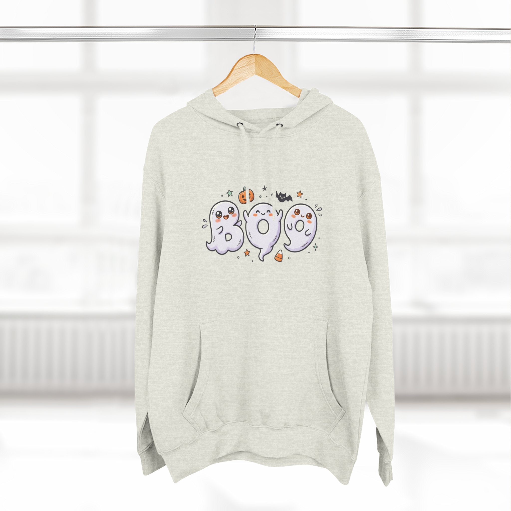 Boo Ghosts Halloween Hoodie — Cute Cartoon Ghosts & Pumpkins Fleece Hoodie