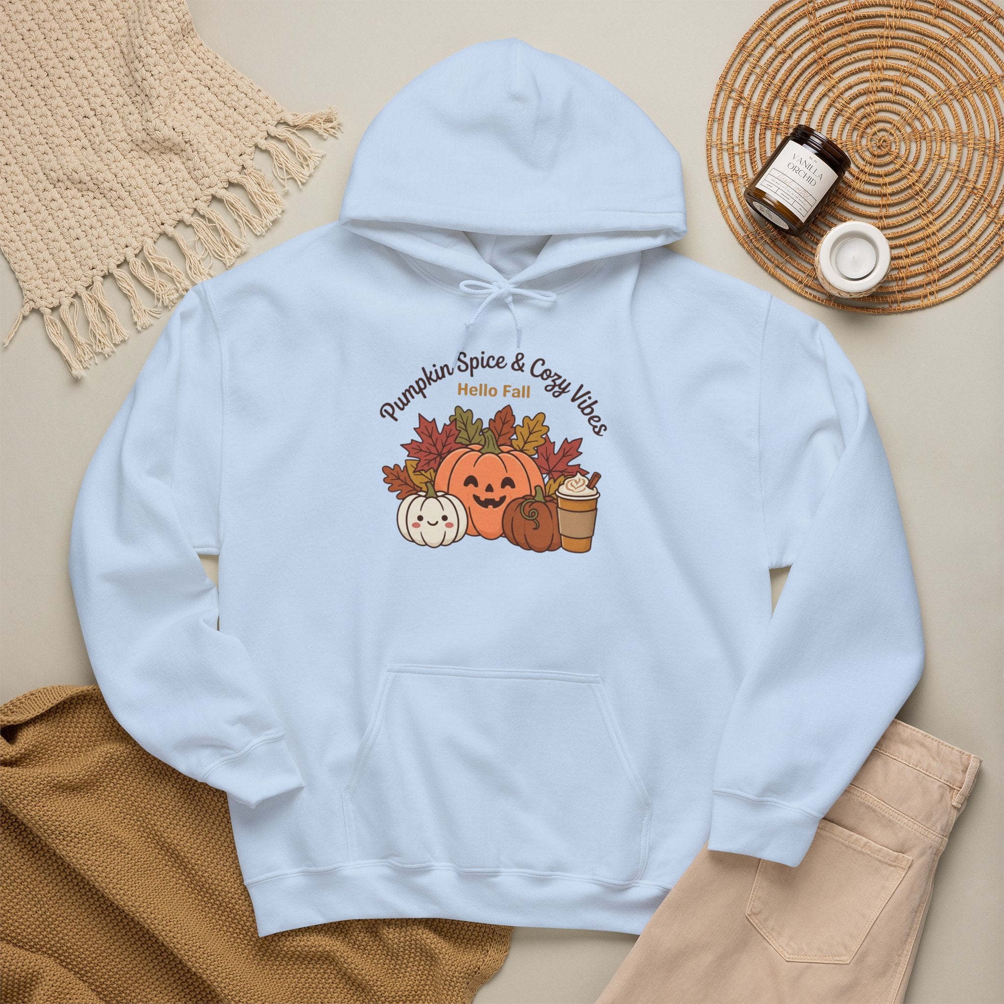 Pumpkin Spice & Cozy Vibes Hoodie | Fall Pumpkin Coffee Sweatshirt