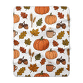 Autumn Pumpkins Leaves Coffee Pattern Sherpa Fleece Blanket