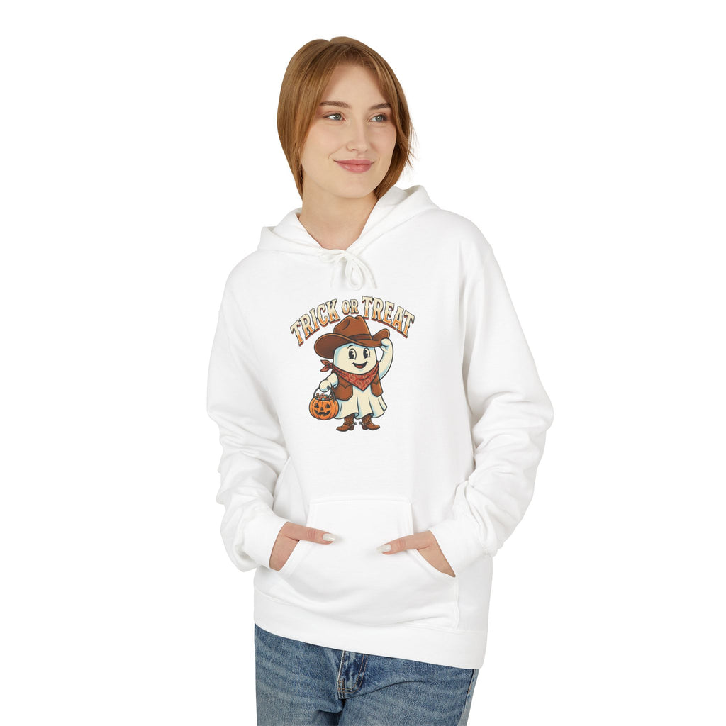Halloween Trick or Treat Hoodie — Cute Ghost Cowboy Pumpkin Design