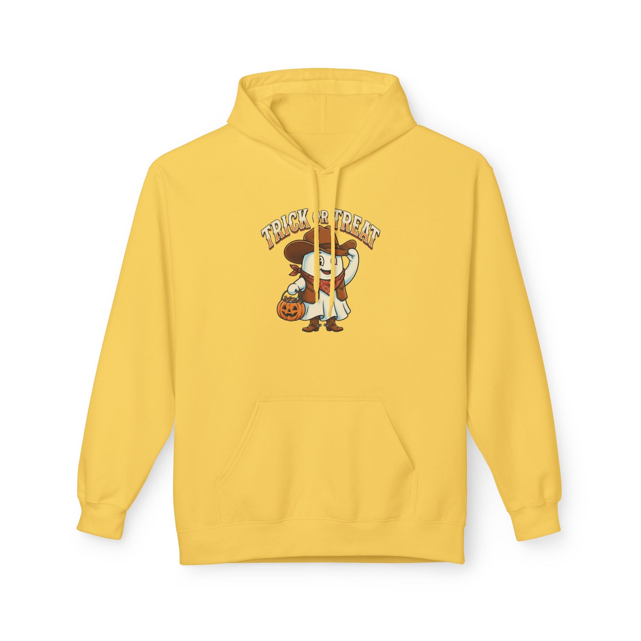 Halloween Trick or Treat Hoodie — Cute Ghost Cowboy Pumpkin Design