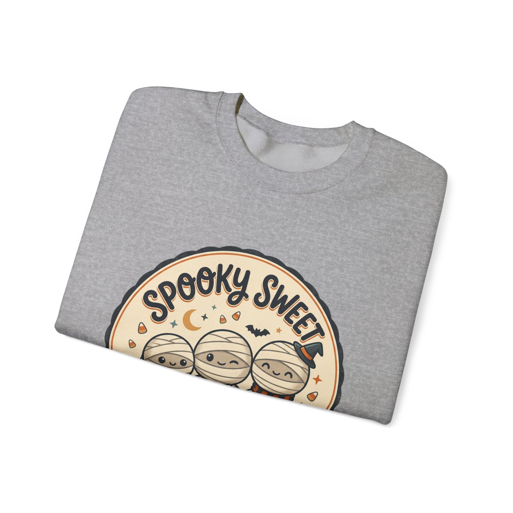 Halloween Sweatshirt — "Spooky Sweet Mummy's Treats" Cute Mummy Candy Crewneck