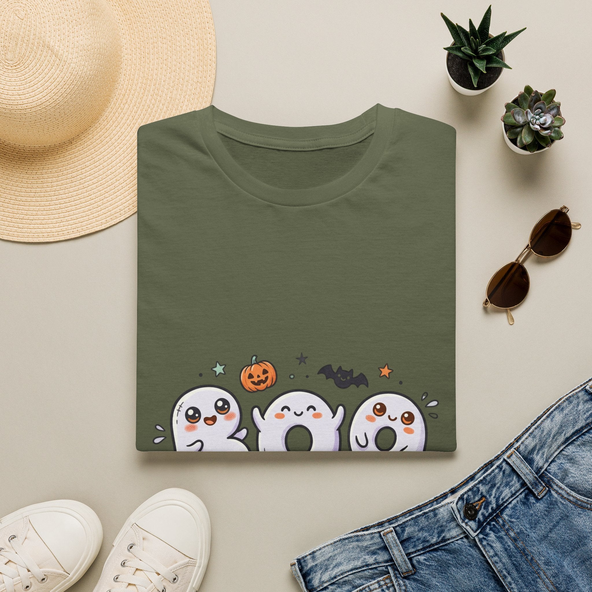 Halloween Ghosts "BOO" T-Shirt — Cute Spooky Pumpkin & Bat Graphic