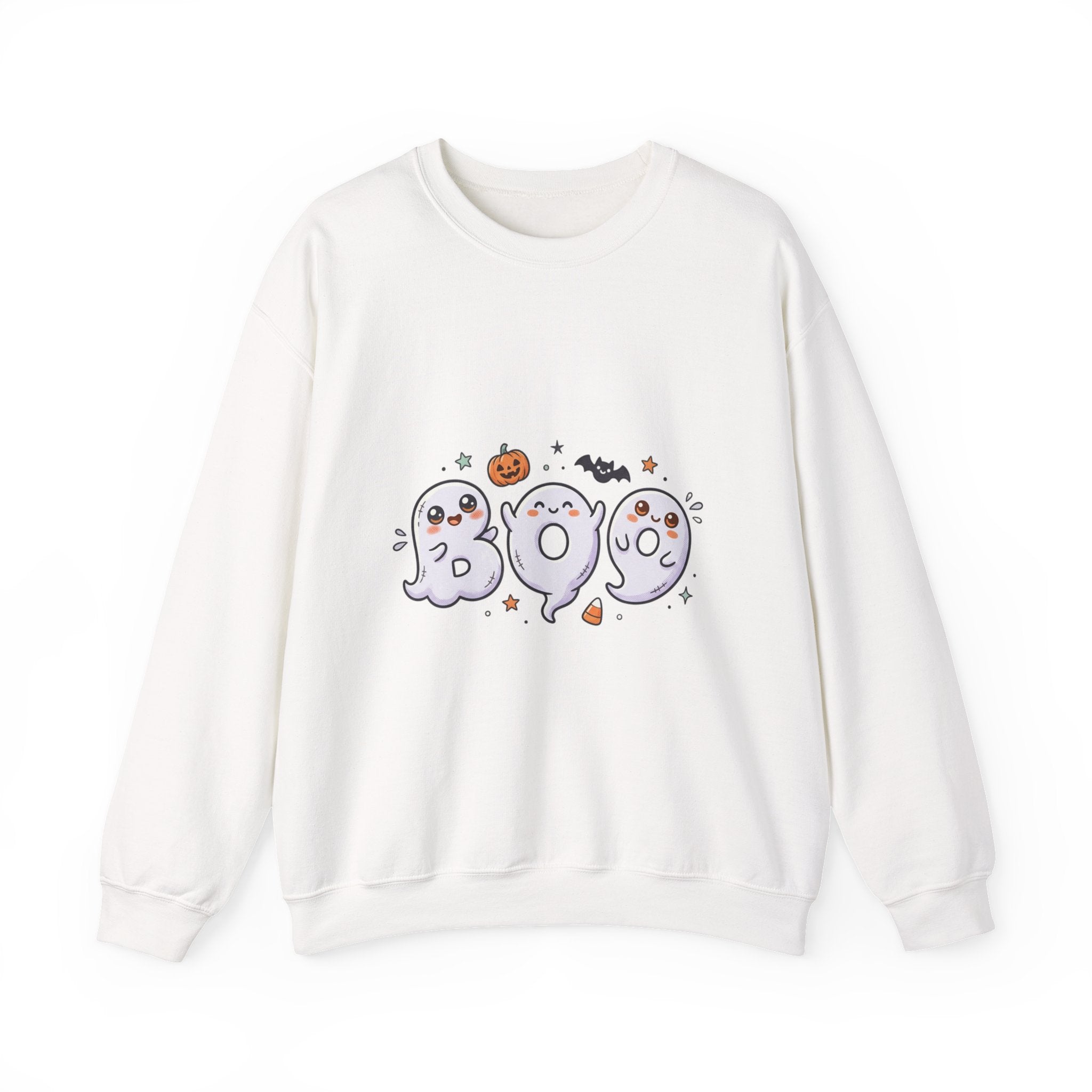 Cute 'BOO' Ghost Halloween Sweatshirt — Cute Spooky Crewneck for Fall