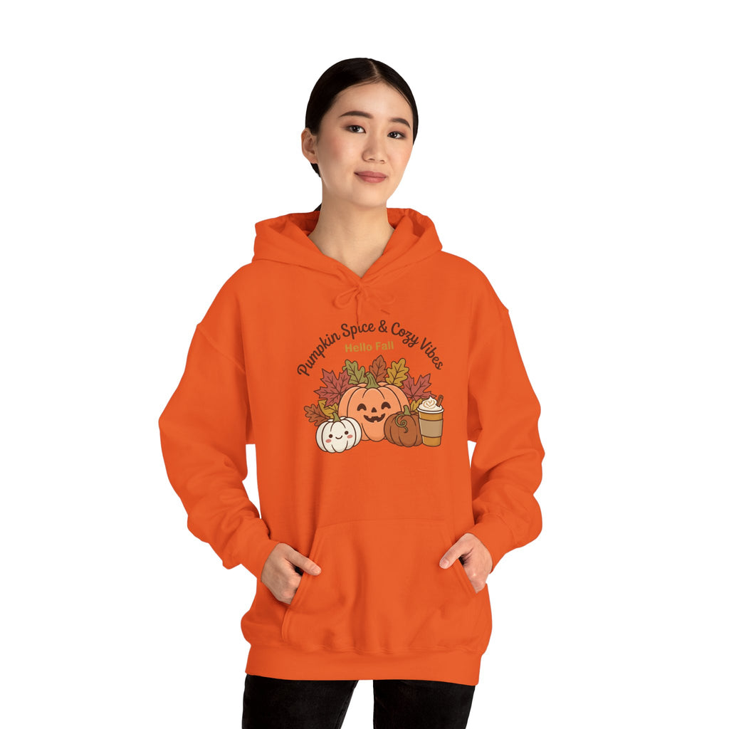 Pumpkin Spice & Cozy Vibes Hoodie | Fall Pumpkin Coffee Sweatshirt