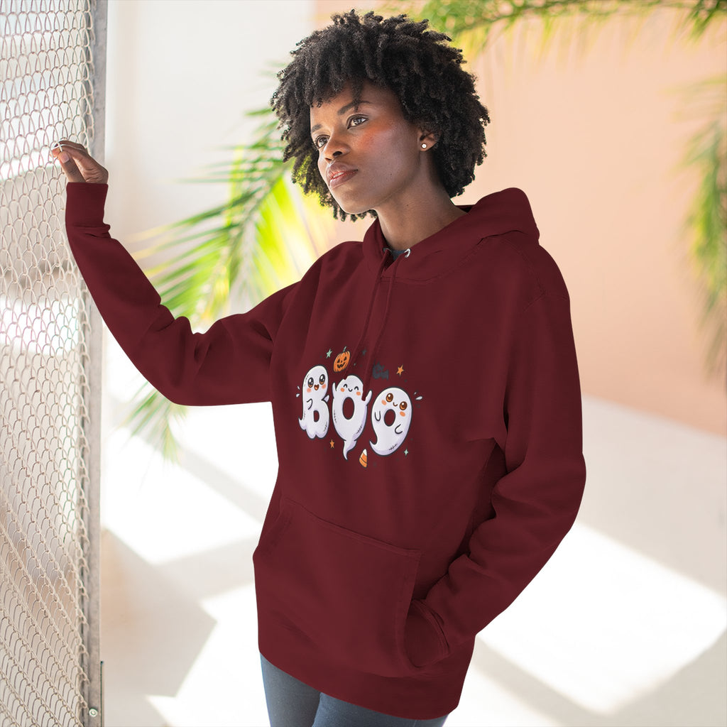 Boo Ghosts Halloween Hoodie — Cute Cartoon Ghosts & Pumpkins Fleece Hoodie