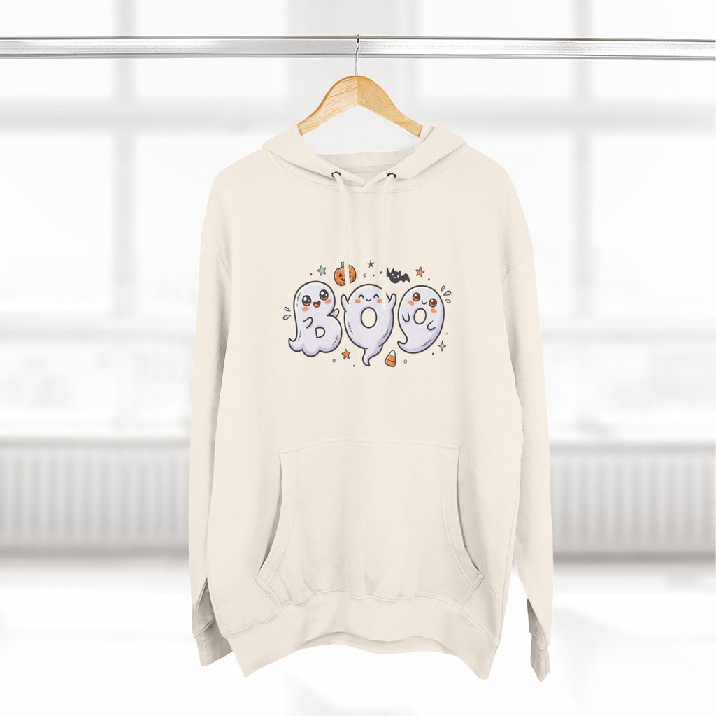 Boo Ghosts Halloween Hoodie — Cute Cartoon Ghosts & Pumpkins Fleece Hoodie