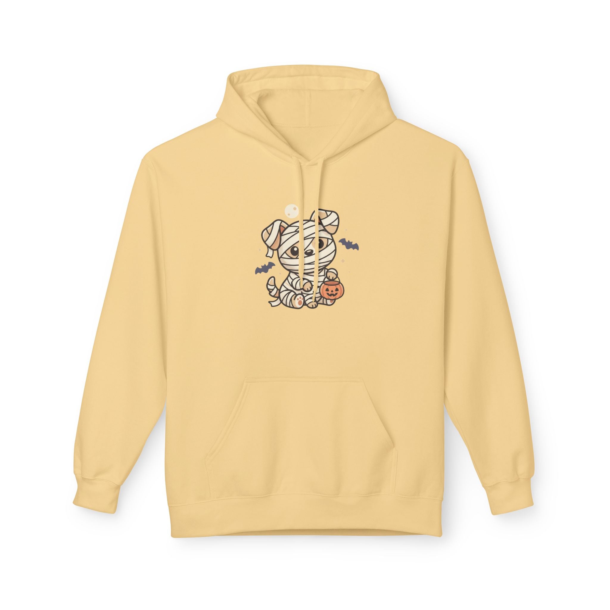 Mummy Dog Halloween Hoodie - Cute Wrapped Puppy with Pumpkin & Bats