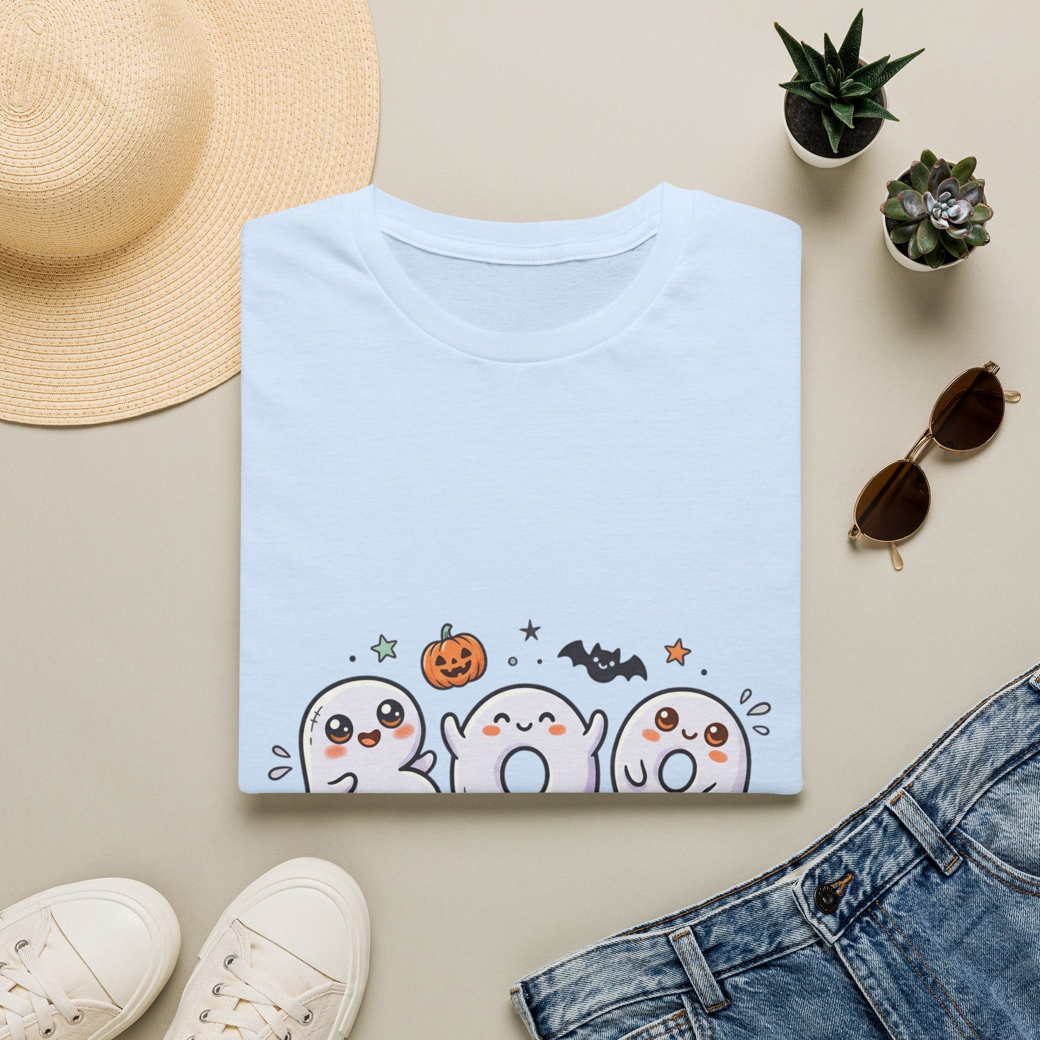 Halloween Ghosts "BOO" T-Shirt — Cute Spooky Pumpkin & Bat Graphic