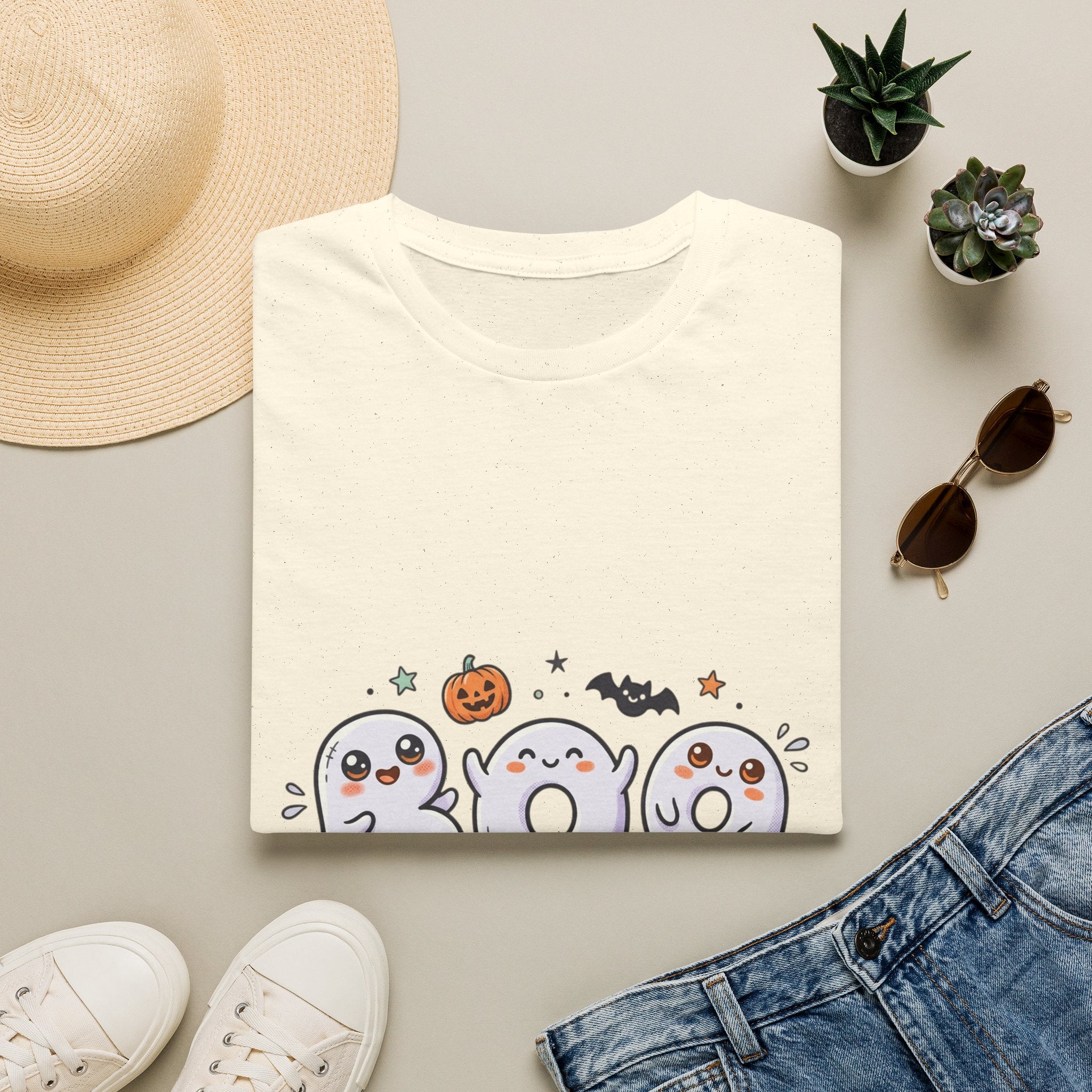 Halloween Ghosts "BOO" T-Shirt — Cute Spooky Pumpkin & Bat Graphic