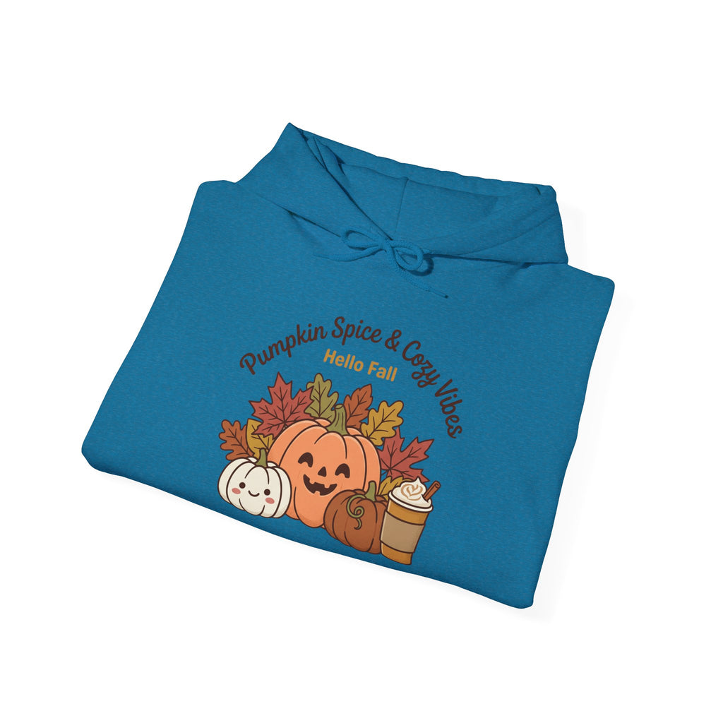 Pumpkin Spice & Cozy Vibes Hoodie | Fall Pumpkin Coffee Sweatshirt