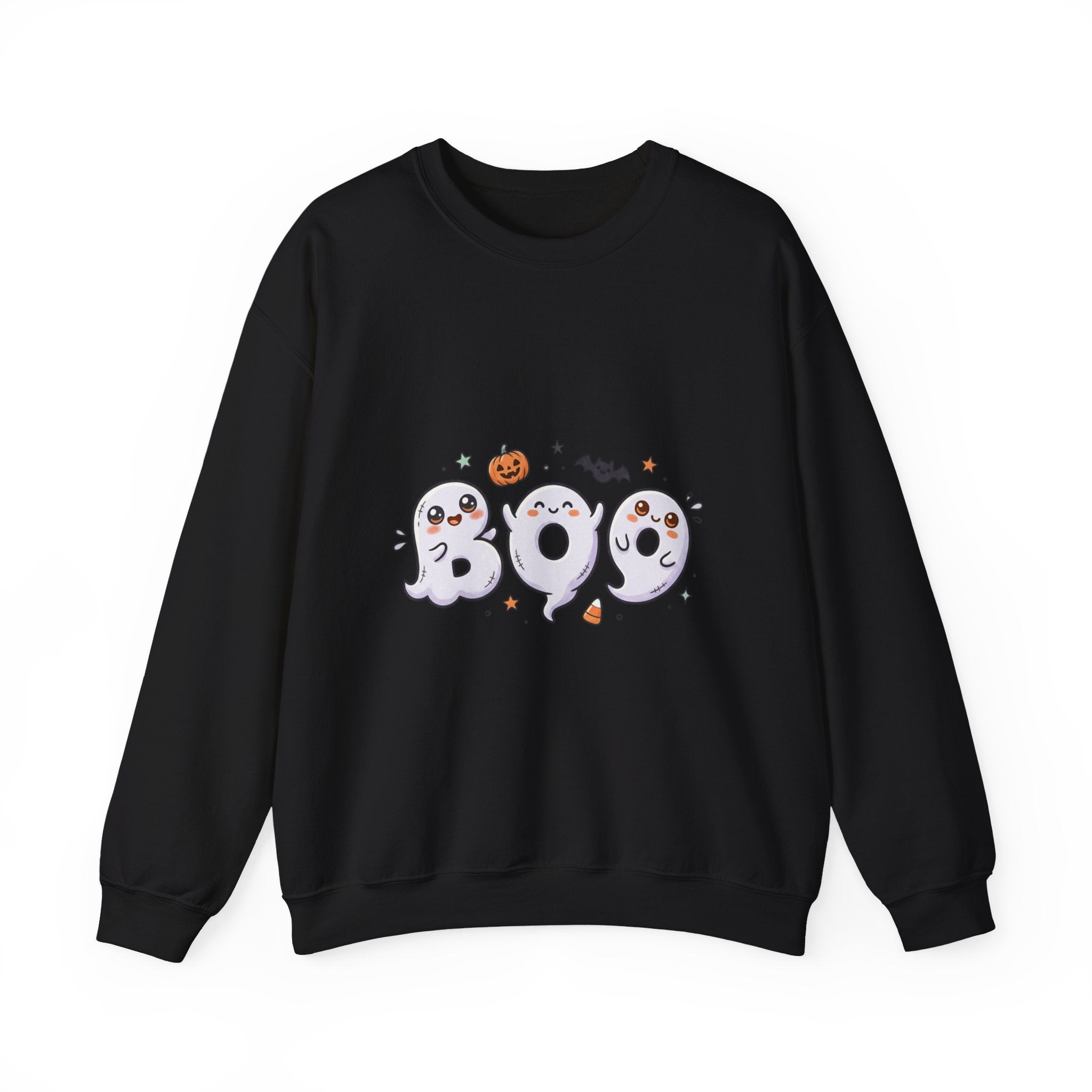Cute 'BOO' Ghost Halloween Sweatshirt — Cute Spooky Crewneck for Fall