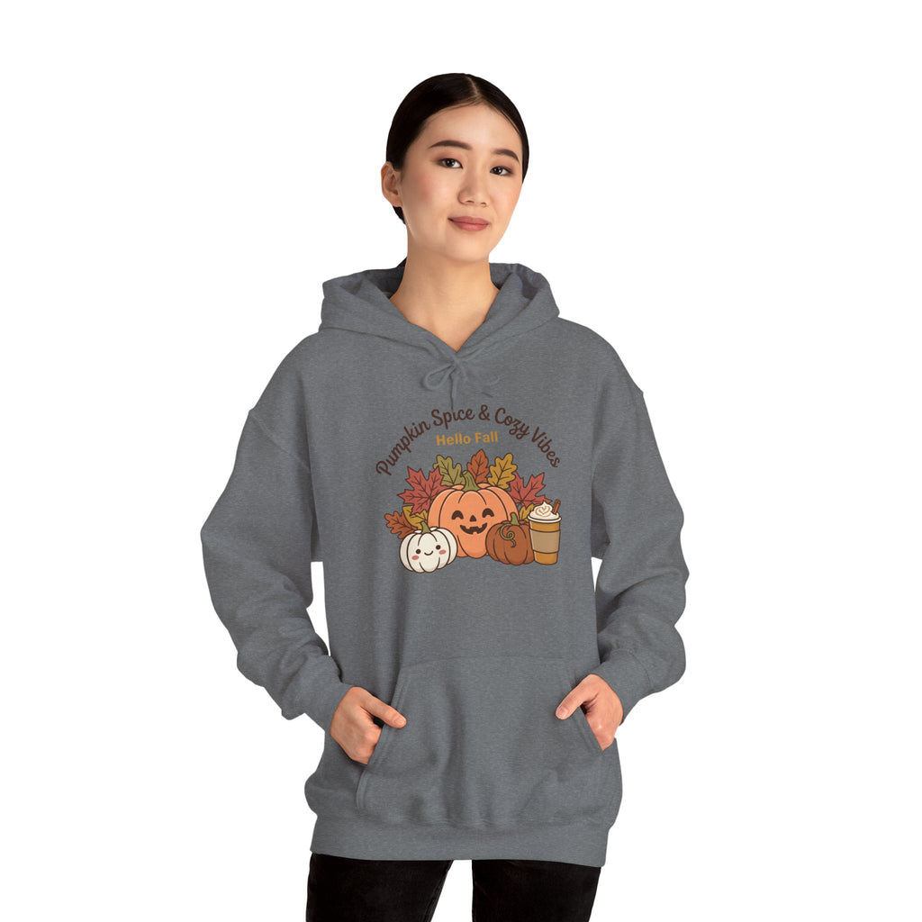 Pumpkin Spice & Cozy Vibes Hoodie | Fall Pumpkin Coffee Sweatshirt