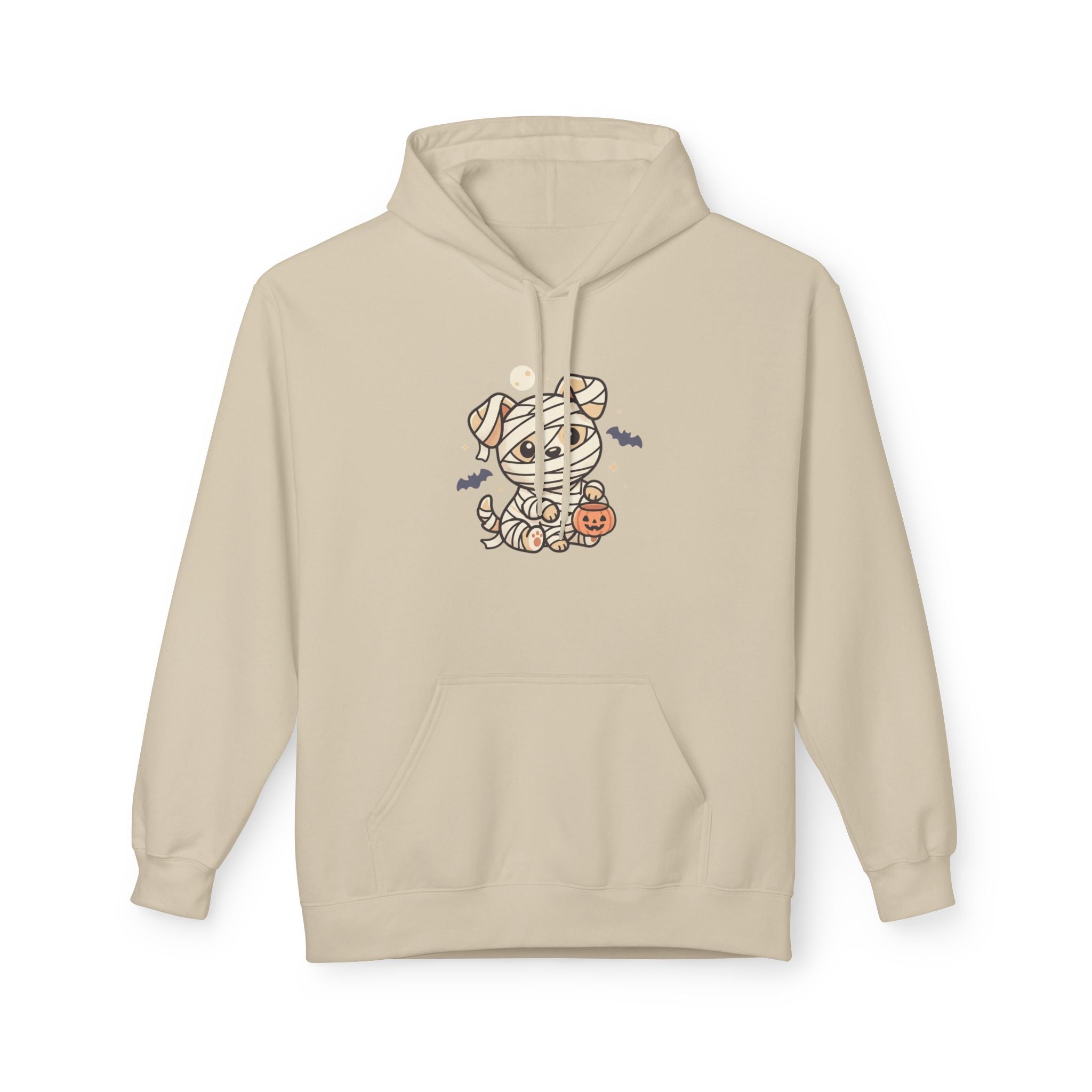 Mummy Dog Halloween Hoodie - Cute Wrapped Puppy with Pumpkin & Bats