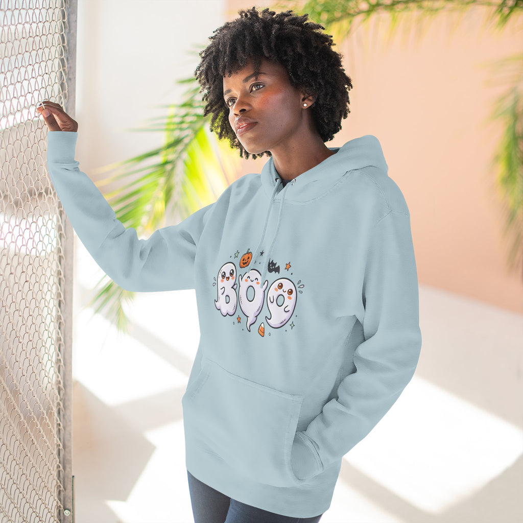 Boo Ghosts Halloween Hoodie — Cute Cartoon Ghosts & Pumpkins Fleece Hoodie