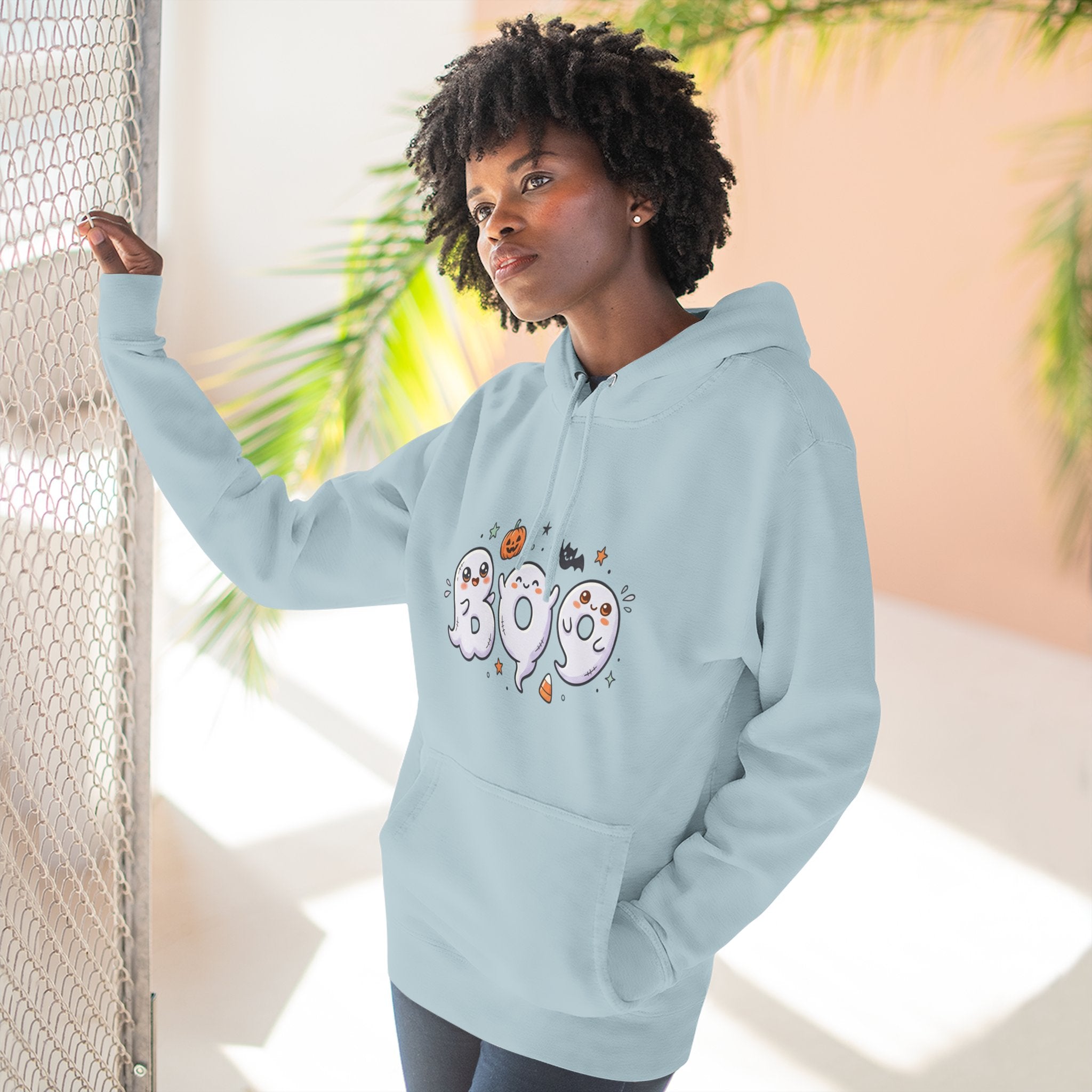 Boo Ghosts Halloween Hoodie — Cute Cartoon Ghosts & Pumpkins Fleece Hoodie