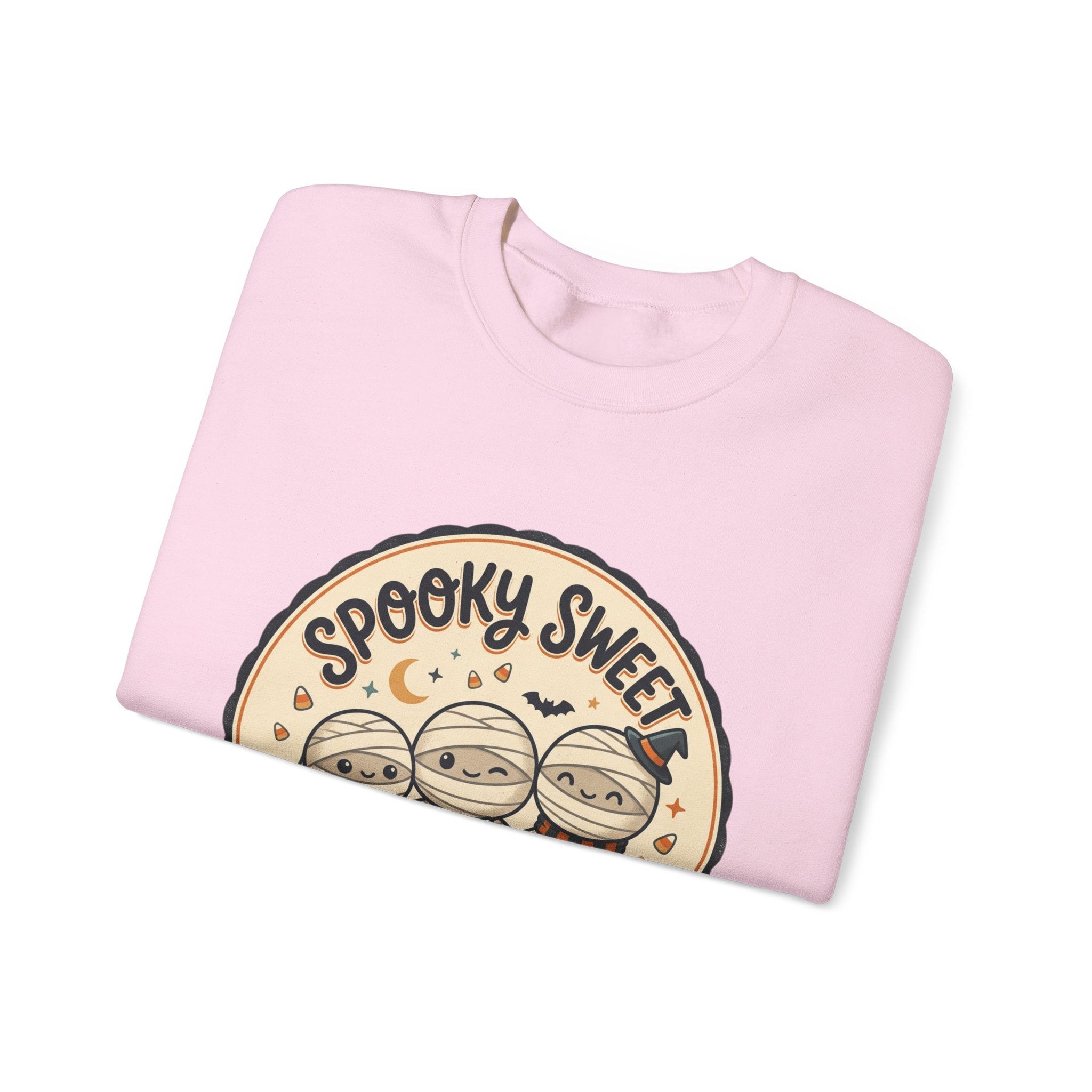 Halloween Sweatshirt — "Spooky Sweet Mummy's Treats" Cute Mummy Candy Crewneck
