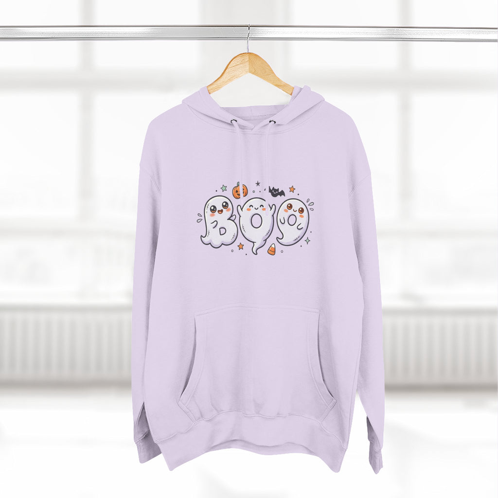 Boo Ghosts Halloween Hoodie — Cute Cartoon Ghosts & Pumpkins Fleece Hoodie